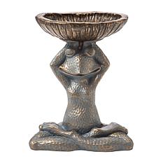 Glitzhome 17.75in H Bronze MGO Yog Frog Statue with Birdbath