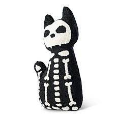 Glitzhome 17"H Halloween Hooked Skeleton Cat Shaped Pillow