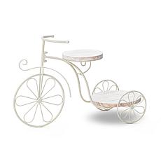 Glitzhome 18" Solid Wood and Metal Tricycle Planter Stand