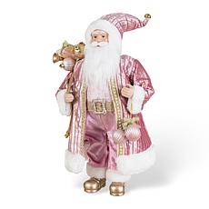 Glitzhome 18"H Faux Fur Christmas Deluxe Santa Figurine with Porcel...