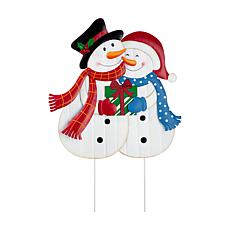 Glitzhome 30" Metal Snowman Yard Stake, Standing Decor or Wall Decor