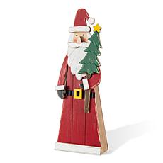 Glitzhome 30"H Christmas Chunky Wood Santa Porch Decor