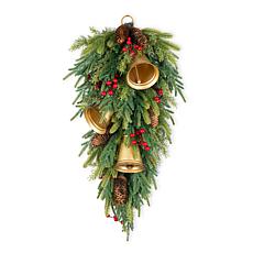 Glitzhome 30"H Christmas Deluxe Gold Bell & Pinecone PE Dripping Te...