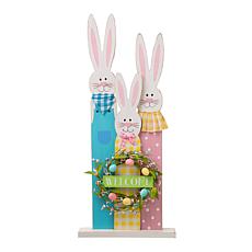 Glitzhome 30in H Easter Wooden Bunny Family Standing Decor