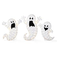 Glitzhome 3pc Lighted Halloween Ghosts Family Outdoor Décor