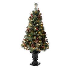 Glitzhome 4 Ft. Flocked Christmas Tree with Pinecone and Berries