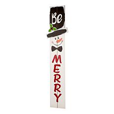 Glitzhome 42" "Be Merry" Snowman Wooden Porch Sign