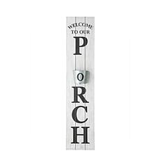 Glitzhome 42" Wooden "Welcome To Our Porch" Sign with Metal Planter