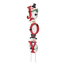 Glitzhome 48" Metal JOY Snowman Yard Stake or Wall Decor