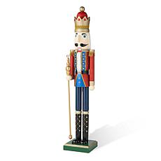 Glitzhome 54" Wooden Christmas Glitter King Nutcracker