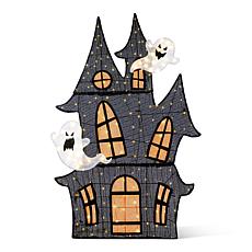 Glitzhome 61.75"H Lighted Halloween 2D Haunted House Outdoor Décor 
