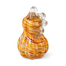 Glitzhome 8.5"H Fall Multi Stripes Glass Gourd