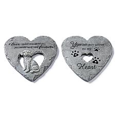 Glitzhome Set of 2 Cement Heart Shaped Dog Memory Stepping Stones