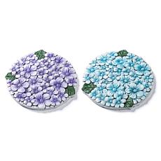 Glitzhome Set of 2 Cement Hydrangea Textured Stepping Stones