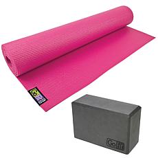GoFit GF-YOGA-PK Yoga Mat with GF-YB-GY Yoga Block - Pink 