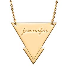 Gold Over Sterling Engraved Name Triangle Necklace