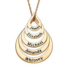 Goldtone Sterling Silver Nesting Teardrop Names Necklace - 5 Names