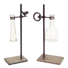 Hanging Bud Vases with Metal Stands - 2-piece Set