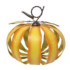 Haunted Hill Farm 1.2-Ft. Metal LED 3D Pumpkin Lantern Decoration f...