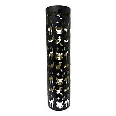 Haunted Hill Farm 2.7-Ft. Decorative Metal Pillar Lantern with Cat ...