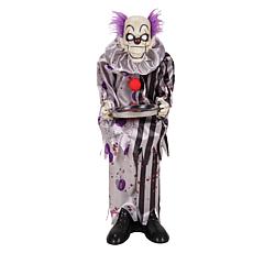 Haunted Hill Farm 3.1-Ft. Standing Animated Clown with Plate Animat...