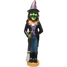 Haunted Hill Farm 4' Scary Witch w/Broom Pre-lit LED Resin Figure  
