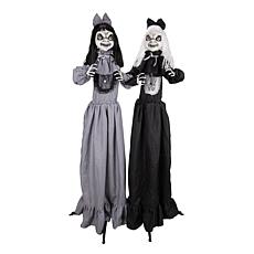Haunted Hill Farm 5-Ft. Standing Animated Girl Twins Animatronic