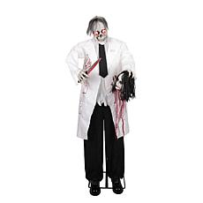 Haunted Hill Farm 5.6-Ft. Standing Animated Zombie with Bloody Knif...