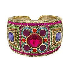 Heidi Daus "Ancient Artifact" Crystal and Glass Hinged Cuff Bracelet