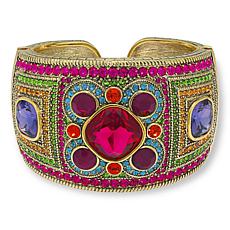 Heidi Daus "Ancient Artifact" Crystal and Glass Hinged Cuff Bracelet