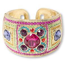 Heidi Daus "Ancient Artifact" Crystal and Glass Hinged Cuff Bracelet