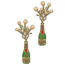 Heidi Daus Auld Lang Syne Crystal Champagne Bottle Drop Earrings