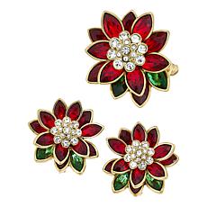 Heidi Daus Festive Floral Poinsettia Pin and Earrings
