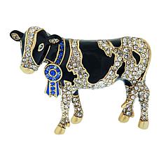 Heidi Daus "First Prize" Crystal and Enamel Cow Pin