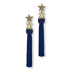 Heidi Daus Freedom Reigns Blue Tassel Crystal-Accented Star Earrings