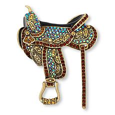 Heidi Daus "Get Ready to Ride" Western Saddle Crystal & Enamel Pin