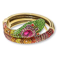 Heidi Daus "Glimmer" Glass and Crystal Hinged Bangle Bracelet
