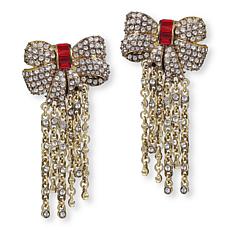 Heidi Daus Haute Bow Crystal Chain-Link Dangle Earrings