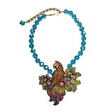 Heidi Daus Pretty Polly Crystal Parrot Beaded Drop Necklace