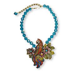 Heidi Daus Pretty Polly Crystal Parrot Beaded Drop Necklace