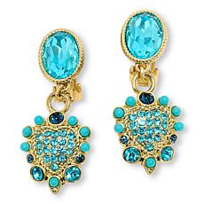 Heidi Daus Santa Fe Blue Stone Heart Drop Earrings