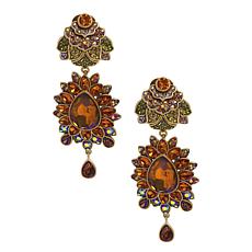 Heidi Daus Shangri La Bronzetone Crystal Floral Drop Earrings