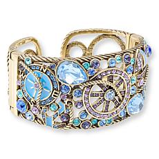Heidi Daus Ships Ahoy Crystal and Blue Enamel Cuff Bangle Bracelet
