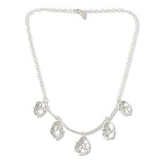 Herkimer Mines "Diamond" Quartz 5-Stone Bauble 18" Chain Necklace