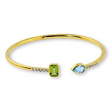 House of Ellure Peridot and Blue Topaz Goldtone Cuff Bracelet