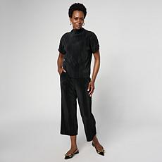 HUE 2-piece Pleated Knit Top and Pant Lounge Set