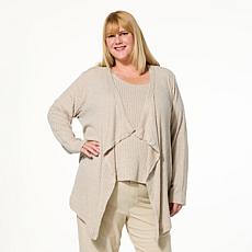 HUE Marled Rib Knit Cardigan