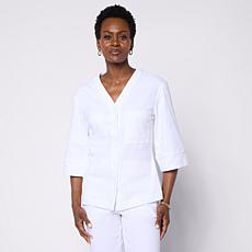 HUE V-Neck Denim Jacket with 3/4 Sleeves