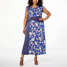 IMAN Global Chic Cap-Sleeve Draped Detail Dress