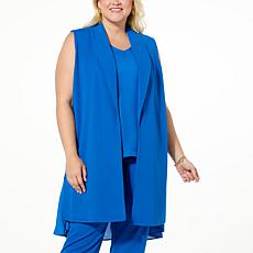 IMAN Global Chic Crepe Knit Duster Vest